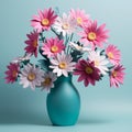 Turquoise And Pink Daisy Arrangement: A Rebellious Crafts Contest Winner