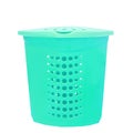 Turquoise plastic basket for washing on white background isolate