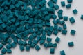 Turquoise plastic polymer resins with glass-fibre