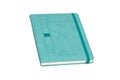 Turquoise pocket leather daily planner with elastic banded.