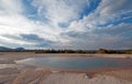 Turquoise Pool under afternoon clouds in the Midway Geyser Basin in Yellowstone National Park in Wyoming Royalty Free Stock Photo