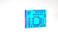 Turquoise Printed circuit board PCB icon isolated on white background. Minimalism concept. 3d illustration 3D render