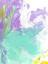 Turquoise and purple abstract creative  hand painted background, fluid art, marble texture, abstract ocean Royalty Free Stock Photo