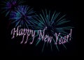 Aqua and Purple Fireworks Happy New Year Royalty Free Stock Photo