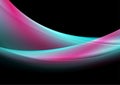 Turquoise and purple flowing waves on black background