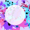 Turquoise purple pink ink splashes round frame template square