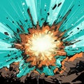 Turquoise Retro Comic Book Style Supernova Explosion