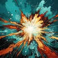 Turquoise Retro Comic Book Style Supernova Explosion