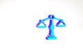 Turquoise Scales of justice icon isolated on white background. Court of law symbol. Balance scale sign. Minimalism