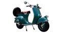 Turquoise scooter on isolated background