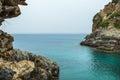 Turquoise sea bay with cliff in Turkey, Mediterranean region Royalty Free Stock Photo
