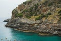 Turquoise sea bay with cliff in Turkey, Mediterranean region Royalty Free Stock Photo