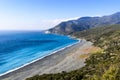 Turquoise Sea and Black Sand Beach of Nonza, Corsica Royalty Free Stock Photo