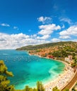 Turquoise sea blue sky Mediterranean landscape french riviera Royalty Free Stock Photo