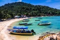 Turquoise Sea and Empty Beach with Boats-Malaysia Royalty Free Stock Photo