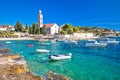 Turquoise sea of Hvar island, franciscian monastery view in Dalmatia