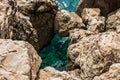 Turquoise sea and rocks Royalty Free Stock Photo