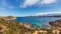 Turquoise sea and rocky coastline at Revellata in Corsica Royalty Free Stock Photo