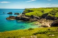 Turquoise sea at a secluded cove near Broad Haven on the Pembrokeshire coast Royalty Free Stock Photo