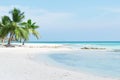 Turquoise sea,tropical beach, palm trees, white sand and palm trees. Royalty Free Stock Photo