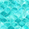 Turquoise sea wave geometric texture. Fish scale seamless pattern. Print for textile, wallpaper, wrapping. Royalty Free Stock Photo