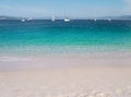 Turquoise sea and white sandy Rodas beach at the Cies islands, Galicia, Spain Royalty Free Stock Photo