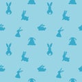 turquoise seamless pattern rabbits silhouettes new versia