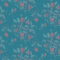 Turquoise seamless vintage floral pattern