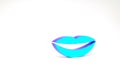 Turquoise Smiling lips icon isolated on white background. Smile symbol. Minimalism concept. 3d illustration 3D render