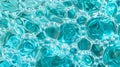 Turquoise Soap Bubbles Creating a Shimmering Abstract Pattern. Concept of Cleanliness, Refreshing Sensations, and
