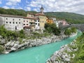Turquoise Socha river in Slovenia Royalty Free Stock Photo