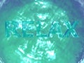 Turquoise sparkling water with Relax sign