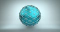 Turquoise sphere and polygonal wireframe 3D illustration