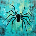 Turquoise Spider: Lowbrow Impressionism Wall Art On Large Canvas