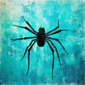 Turquoise Spider Printmaking: Conceptual Impressionism Wall Art