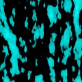 Turquoise, spotted abstraction with texture. Spots of turquoise paint on a black background