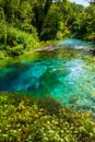 Turquoise spring Blue Eye - Syri i Kalter, near a town of Muzine, Albania. Royalty Free Stock Photo