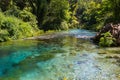 Turquoise spring Blue Eye - Syri i Kalter, near a town of Muzine, Albania. Royalty Free Stock Photo