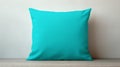 Turquoise Square Pillow: Matte Photo Style With Pure Color