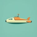 Turquoise Submarine: Clean And Simple Design Inspired By Annibale Carracci Royalty Free Stock Photo
