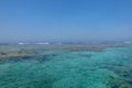 Turquoise swallow lagoons with sea corals in the Red Sea. Crystal clear water over a coral reef in Marsa Alam, Egypt. Coral atolls Royalty Free Stock Photo