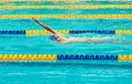 Turquoise swimming pool lanes, a symbol of sport and Royalty Free Stock Photo