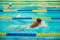 Turquoise swimming pool lanes, a symbol of sport and Royalty Free Stock Photo