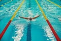 Turquoise swimming pool lanes, a symbol of sport and Royalty Free Stock Photo