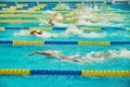 Turquoise swimming pool lanes Royalty Free Stock Photo