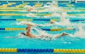 Turquoise swimming pool lanes Royalty Free Stock Photo