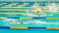 Turquoise swimming pool lanes Royalty Free Stock Photo