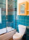 Turquoise tile work in a bathroom Royalty Free Stock Photo