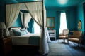 Turquoise Tranquility: Stylish Bedroom Retreat