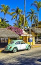 Turquoise tuned old classic vintage car cars Puerto Escondido Mexico Royalty Free Stock Photo